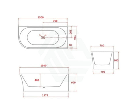 Broadway Fs7 1500/1700X780X600Mm Right Corner Back To Wall Spa Bathtub Acrylic Baths