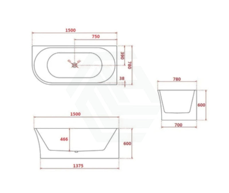 Broadway Fs7 1500/1700X780X600Mm Right Corner Back To Wall Spa Bathtub Acrylic Baths