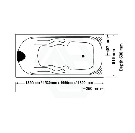 Broadway Isabella Spa Bath 1320/1530/1650/1800X815X530Mm Rectangula Drop-In Tub Rectangular Baths