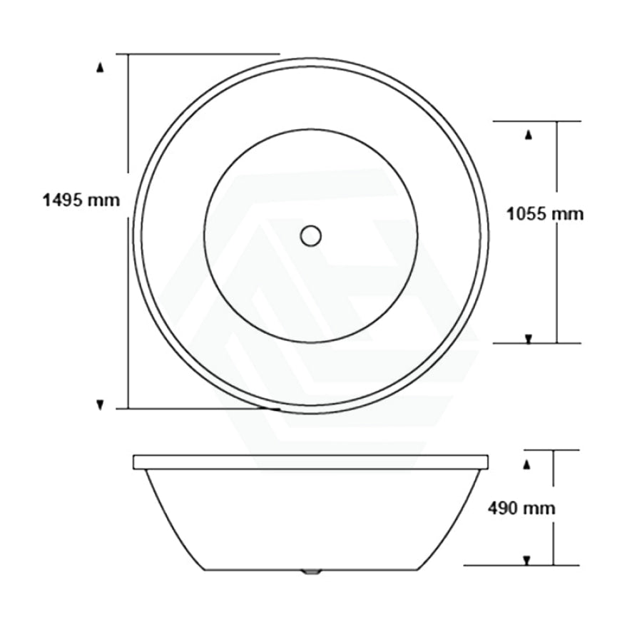 Broadway Lucena Spa Bath 1495X1495X490Mm Round Drop-In Tub Baths