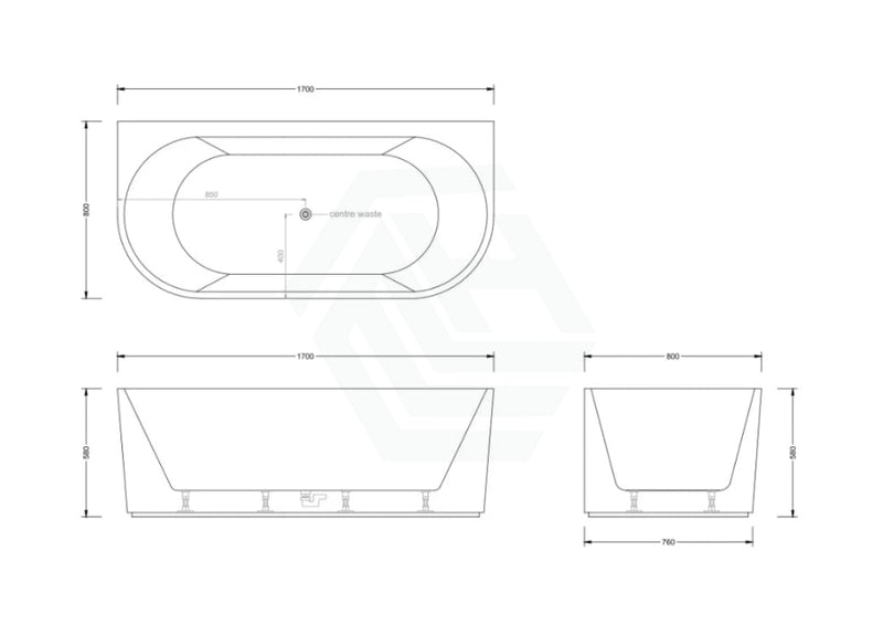 Broadway Mallorca Spa Bath 1500X750/1700X800X580Mm Freestanding Back To Wall Tub In Matt Black Baths