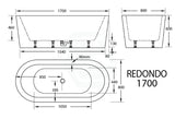 Broadway Redondo 1500/1700X800X600Mm Oval Acrylic Freestanding Spa Bathtub Baths