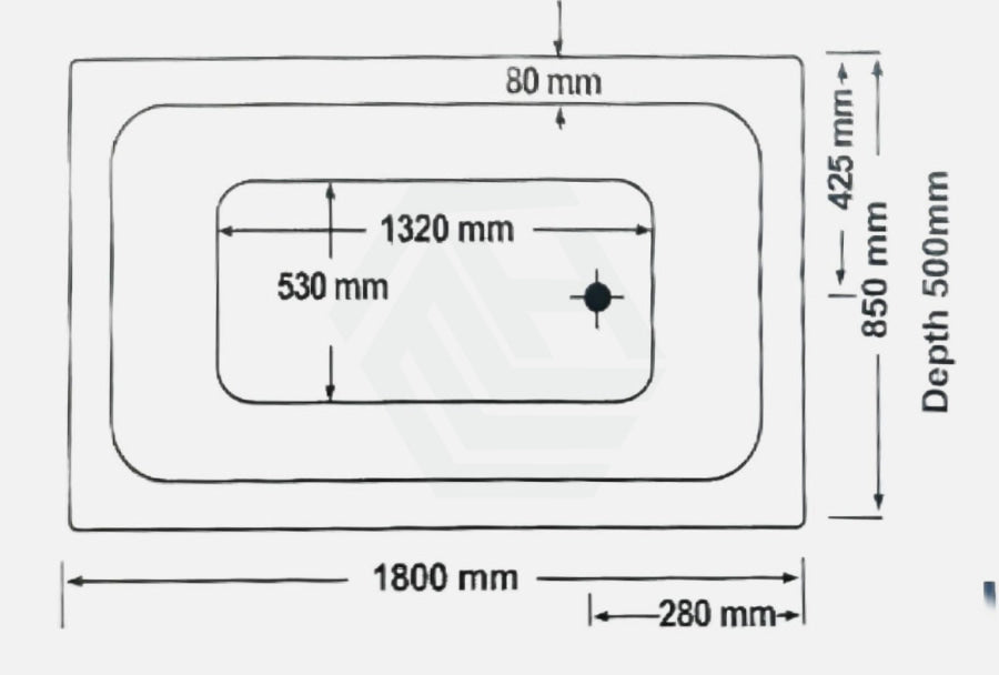 Broadway Tano Spa Bath 1800X850X500Mm Rectangula Drop-In Tub Rectangular Baths