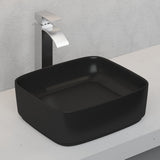 430X380X145Mm Rectangle Above Counter Ceramic Wash Basin Matt Black With Decoration Board Basins