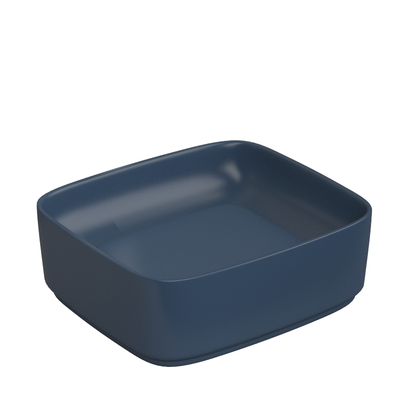 430x380x145mm Rectangle Above Counter Ceramic Wash Basin Matt Dark Grey with Decoration Board