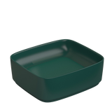 430x380x145mm Rectangle Above Counter Ceramic Wash Basin Matt Green with Decoration Board