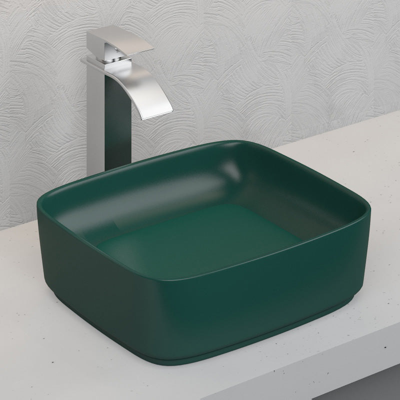 Ceramic Above Counter Basin Matt Green With Decoration Board