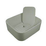 430x380x145mm Rectangle Above Counter Ceramic Wash Basin Matt Light Green with Decoration Board