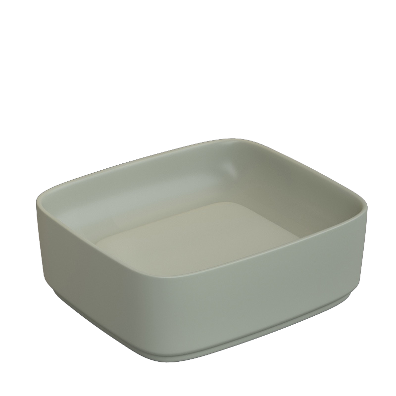 430x380x145mm Rectangle Above Counter Ceramic Wash Basin Matt Light Green with Decoration Board