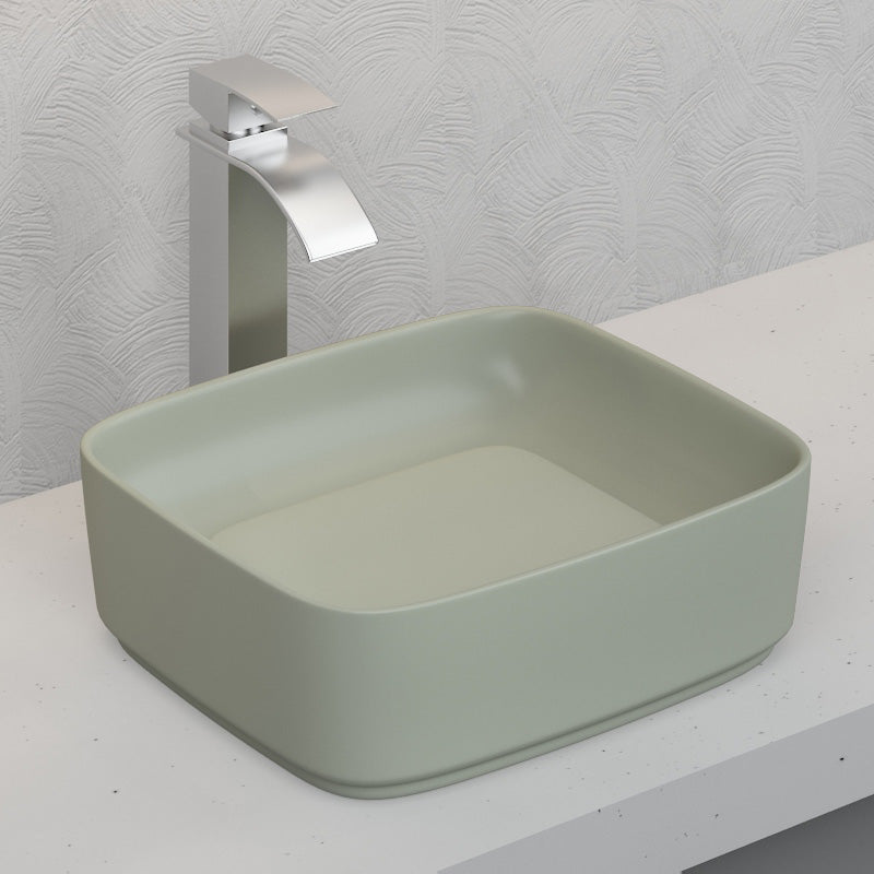 Ceramic Above Counter Basin Matt Light Green With Decoration Board