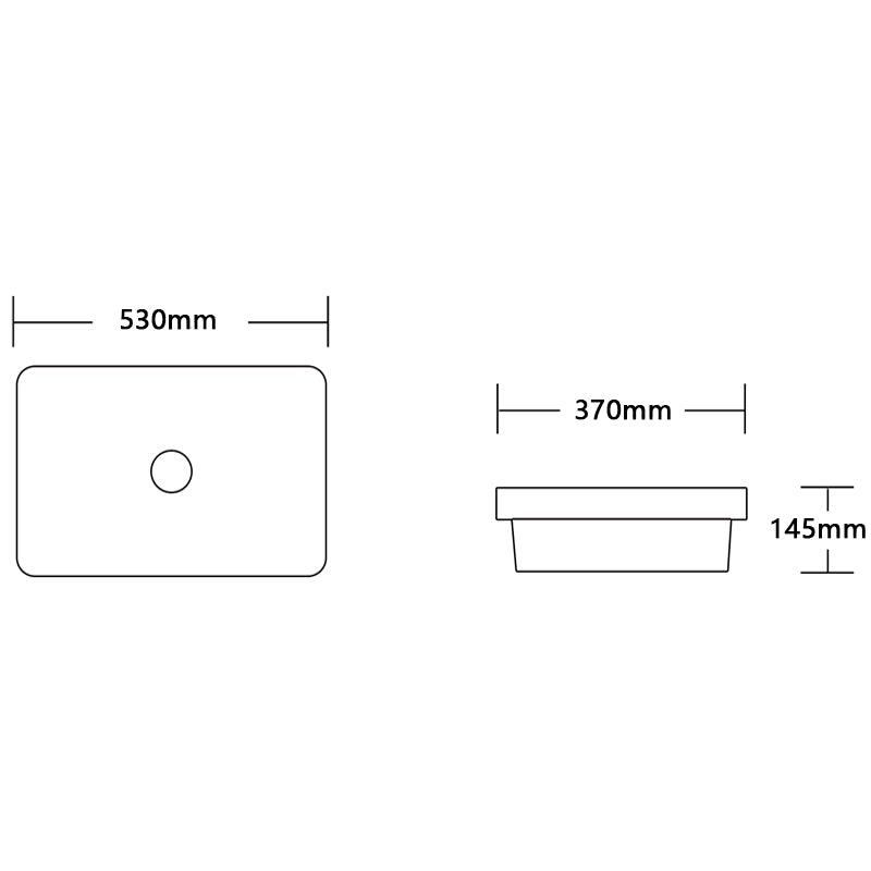 530X370X145Mm Bathroom Rectangle Gloss White Ceramic Inset Basin Vanity Basins