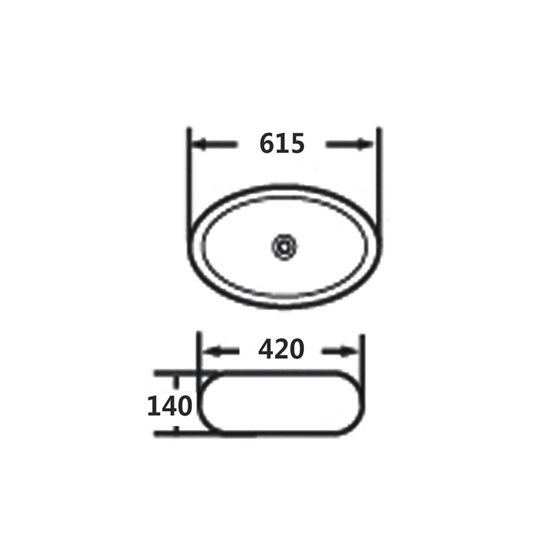 615x420x140mm Bathroom Oval Above Counter Ceramic Wash Basin