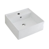 460X460X155Mm Above Counter/wall-Hung Square White Ceramic Basin One Tap Hole