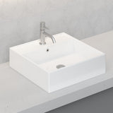 Above Counter Wall Hung Basin Ceramic Square Gloss White