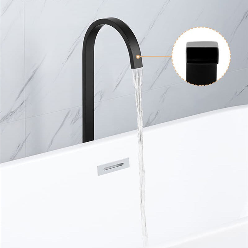 Square Floor Mounted Bath Mixer Stainless Steel Matt Black