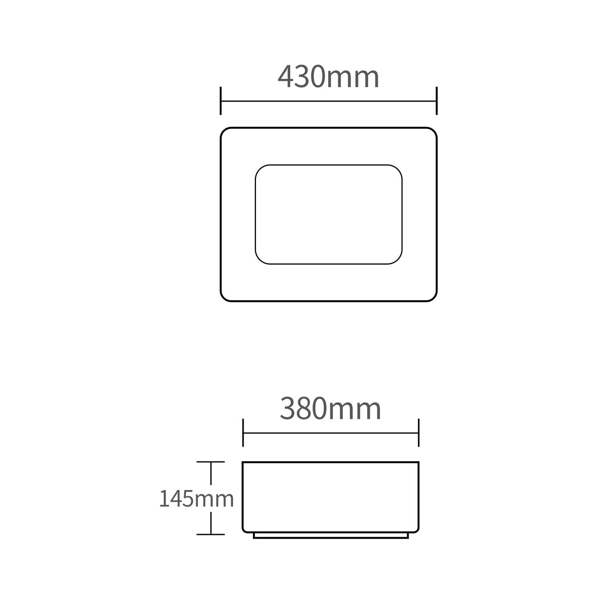 430X380X145Mm Rectangle Above Counter Ceramic Wash Basin Matt White With Decoration Board Basins