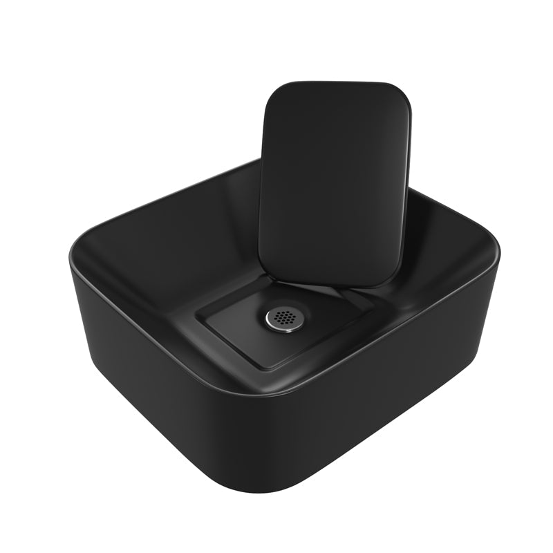 430X380X145Mm Rectangle Above Counter Ceramic Wash Basin Matt Black With Decoration Board