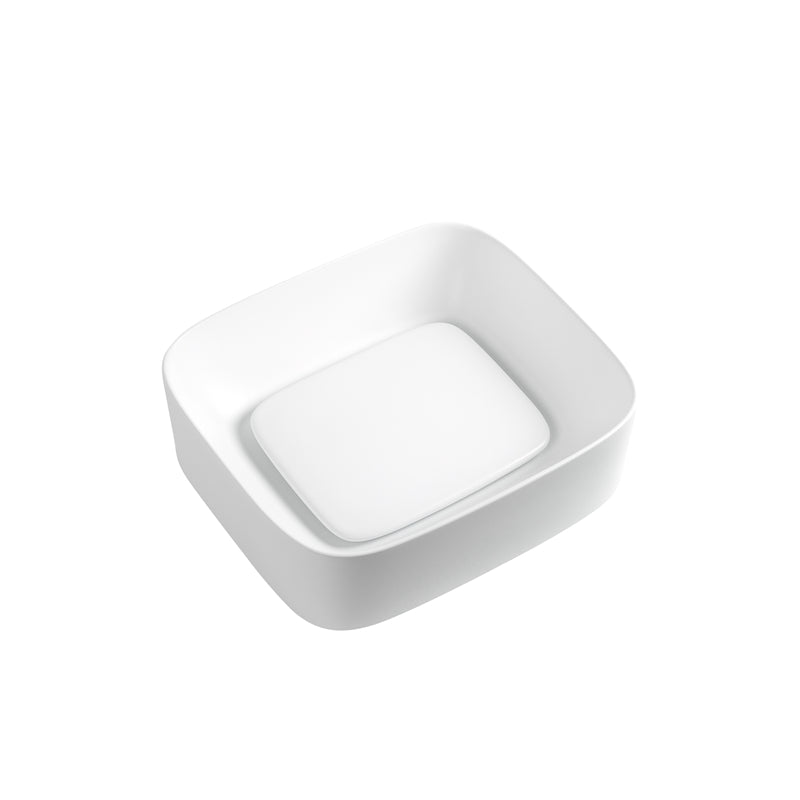 430X380X145Mm Rectangle Above Counter Ceramic Wash Basin Matt White With Decoration Board Basins