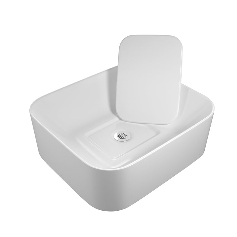 430X380X145Mm Rectangle Above Counter Ceramic Wash Basin Matt White With Decoration Board