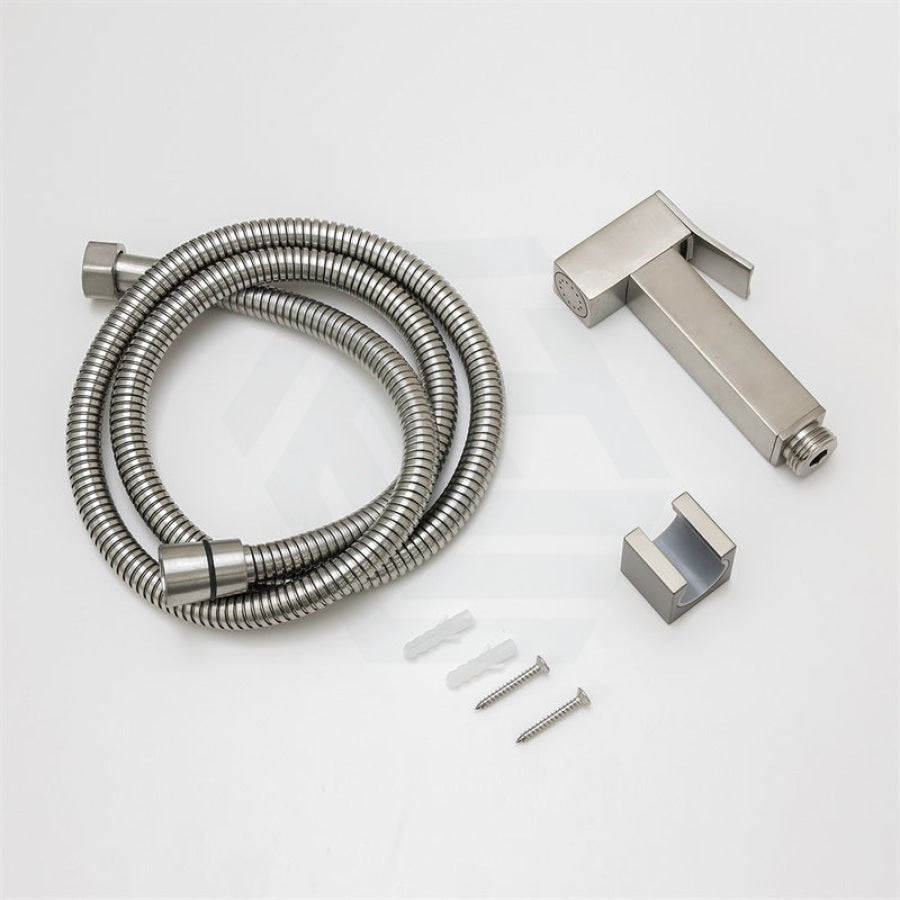 N#1(Nickel) Square Brass Brushed Nickel Toilet Bidet Spray Kit With 1.2M Stainless Steel Hose &