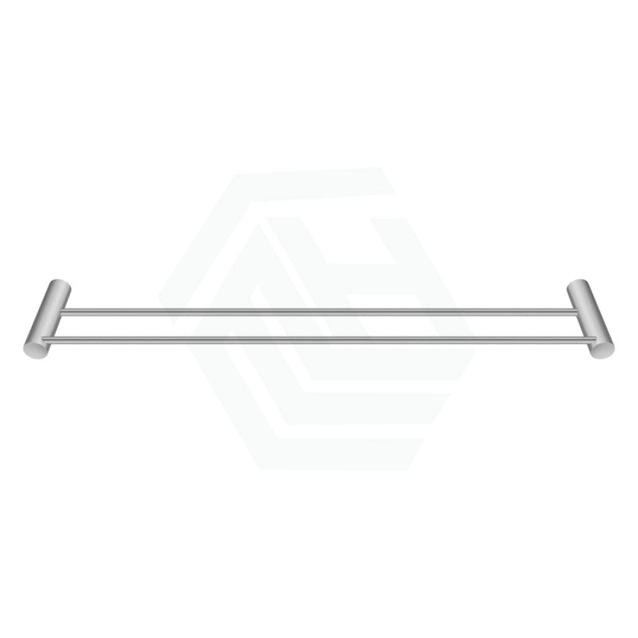 N#1(Nickel) Aquaperla 600Mm Round Brushed Nickel Double Towel Rail Stainless Steel Rails