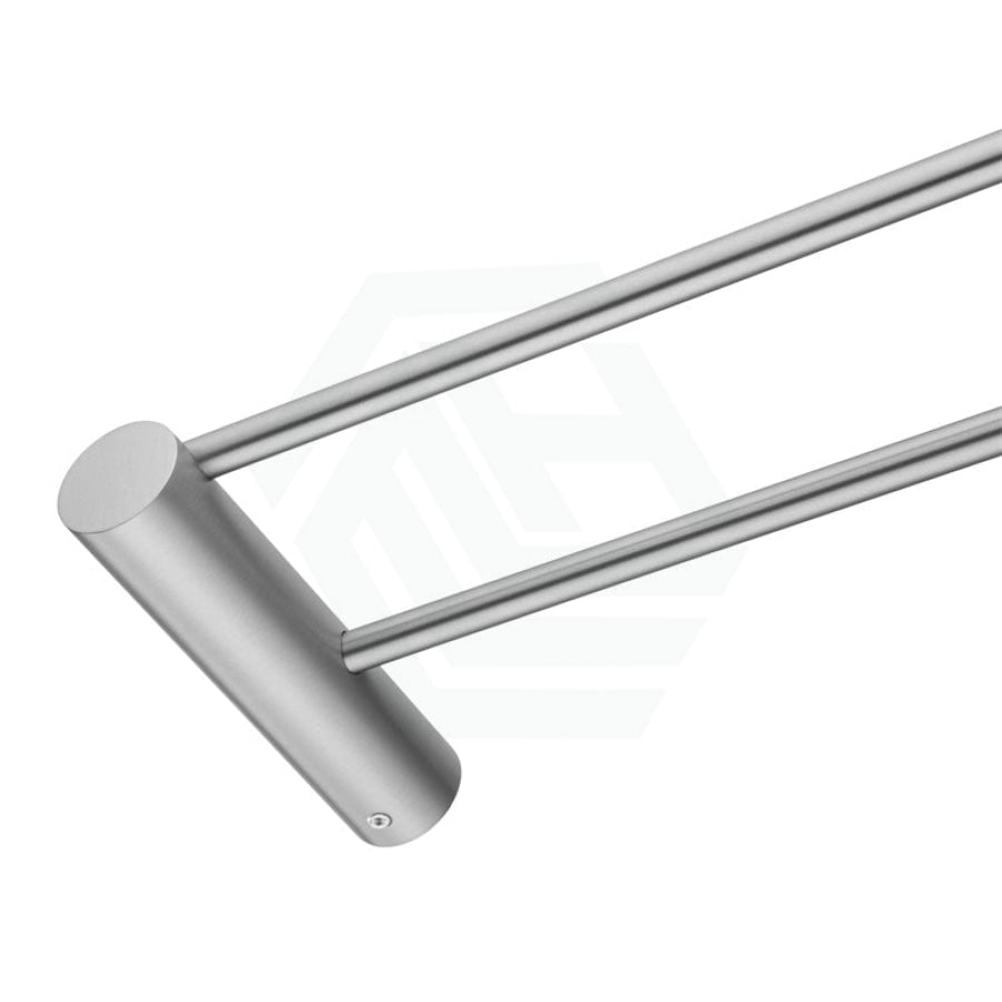 N#1(Nickel) Aquaperla 600Mm Round Brushed Nickel Double Towel Rail Stainless Steel Rails