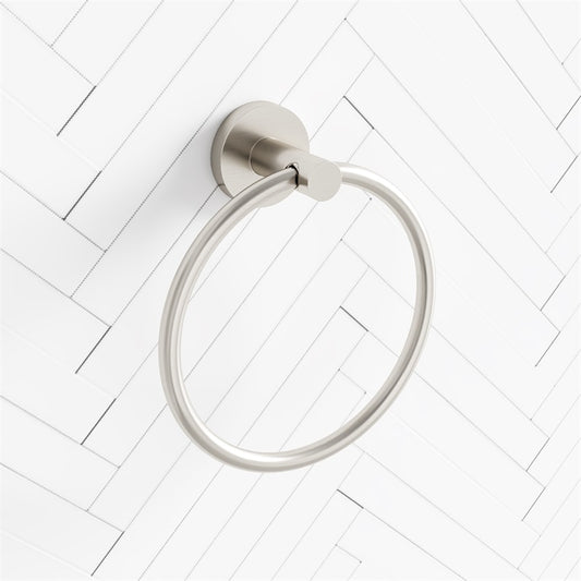 N#1(Nickel) Aquaperla Lucid Pin Round Brushed Nickel Hand Towel Ring Wall Mounted