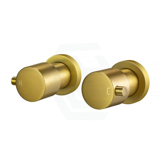 G#1(Gold) Aquaperla Round Brushed Gold Shower Wall Taps Solid Brass Top Assemblies