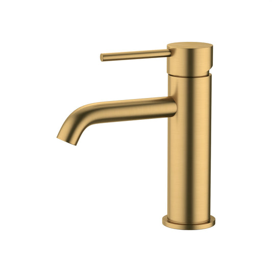 G#1(Gold) Lucid Pin Round Brushed Brass Basin Mixer Tap Bathroom Vanity Gold Short Mixers