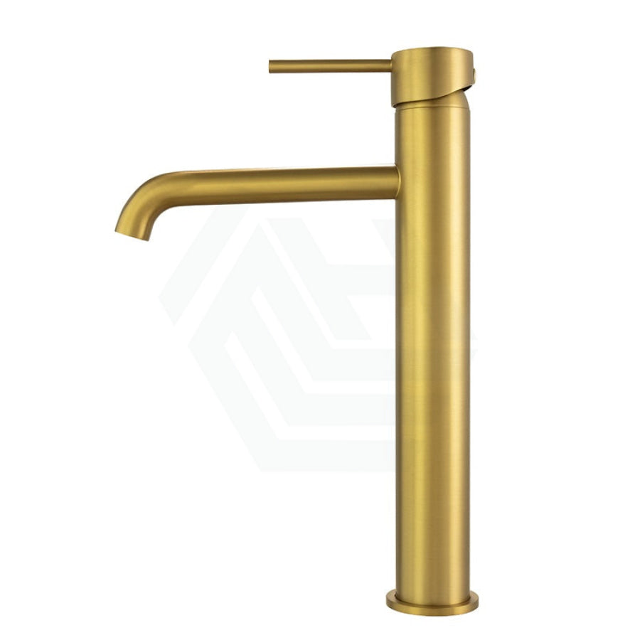 G#1(Gold) Lucid Pin Round Brushed Brass Tall Basin Mixer Tap Bathroom Vanity Gold Mixers