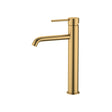 G#1(Gold) Lucid Pin Round Brushed Brass Tall Basin Mixer Tap Bathroom Vanity Gold Mixers