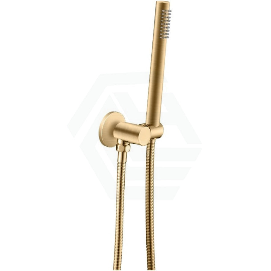 G#1(Gold) Round Brushed Gold Handheld Shower With Wall Bracket Set