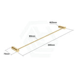 G#1(Gold) Aquaperla 600Mm Round Brushed Brass Single Towel Rail Stainless Steel Gold Rails