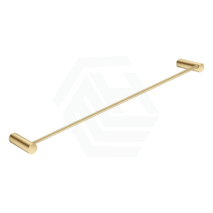 G#1(Gold) Aquaperla 600Mm Round Brushed Brass Single Towel Rail Stainless Steel Gold Rails