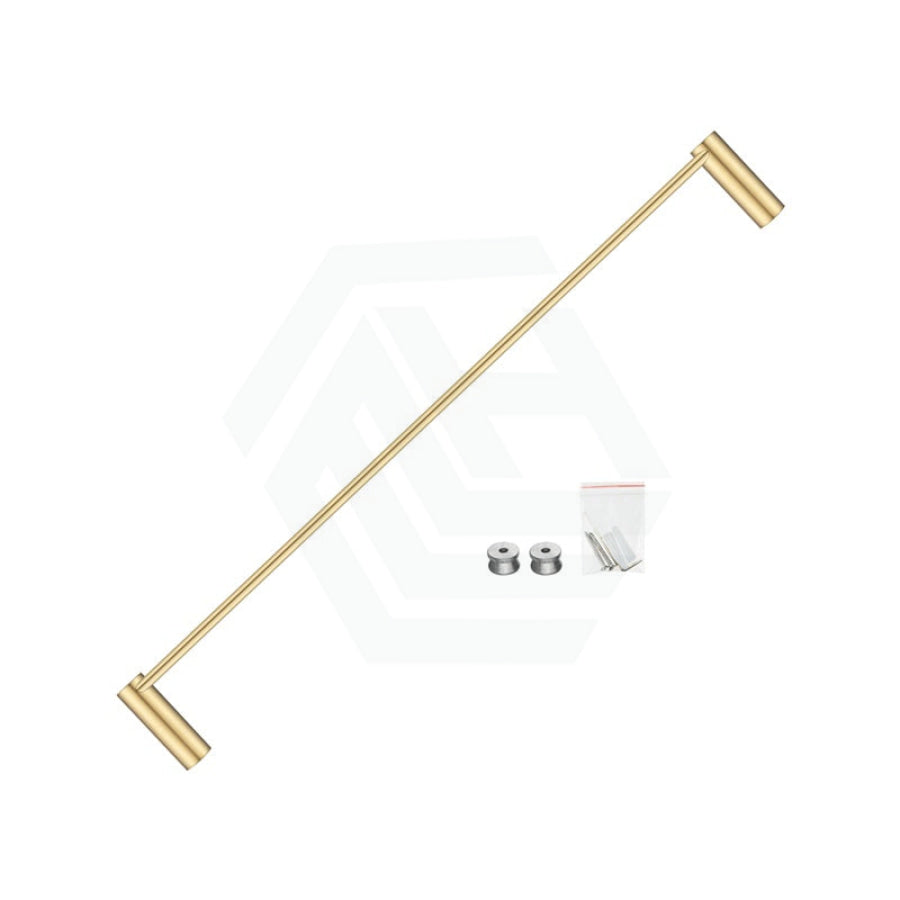 G#1(Gold) Aquaperla 600Mm Round Brushed Brass Single Towel Rail Stainless Steel Gold Rails