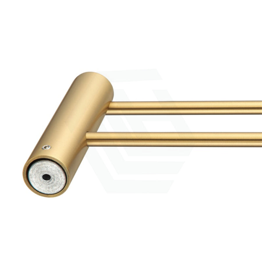 G#1(Gold) Aquaperla 600Mm Round Brushed Brass Double Towel Rail Stainless Steel Gold Rails