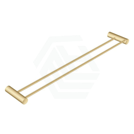 G#1(Gold) Aquaperla 600Mm Round Brushed Brass Double Towel Rail Stainless Steel Gold Rails