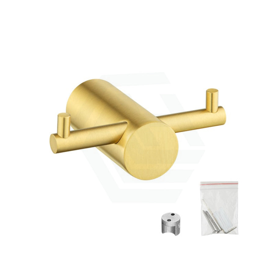 G#1(Gold) Aquaperla Round Brushed Brass Stainless Steel Robe Hook Wall Mounted Gold Hooks