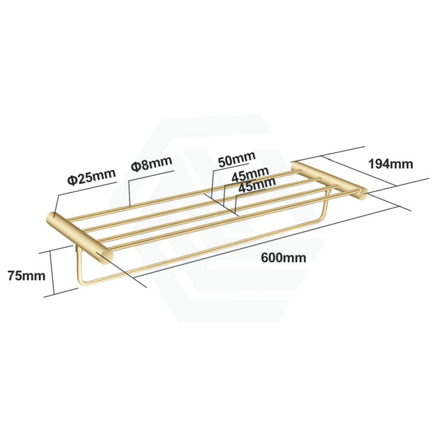 G#1(Gold) Aquaperla 600Mm Brushed Brass Towel Rack Stainless Steel Racks