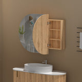 900/1200mm Carysil Plywood Oval Wall Hung Shaving Cabinet Walnut Finish for Bathroom