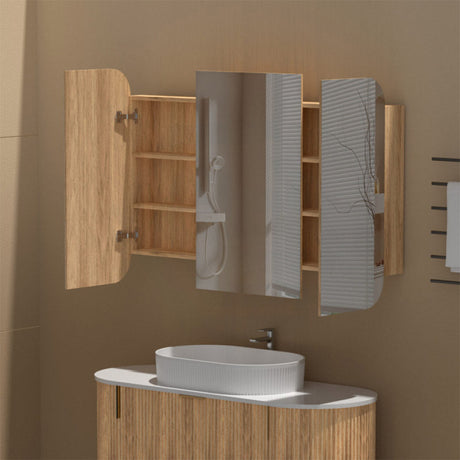 750/900/1200mm Carysil Plywood Wall Hung Shaving Cabinet Matt White/Walnut Finish for Bathroom