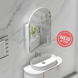 600x900mm Carysil Plywood Wall Hung Arch Shaving Mirror Cabinet Matt White/Walnut Finish for Bathroom