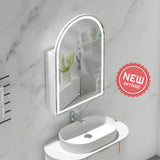 600x900mm Carysil Plywood Wall Hung Arch Motion Sensor LED Shaving Mirror Cabinet Matt White/Walnut Finish for Bathroom