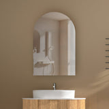 600x900mm Carysil Plywood Wall Hung Arch Shaving Mirror Cabinet Matt White/Walnut Finish for Bathroom