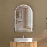 600x900mm Carysil Plywood Wall Hung Arch Motion Sensor LED Shaving Mirror Cabinet Matt White/Walnut Finish for Bathroom