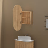 450x900mm Carysil Plywood Wall Hung Oval Shaving Mirror Cabinet Matt White/Walnut for Bathroom