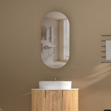 450x900mm Carysil Plywood Wall Hung Oval Shaving Mirror Cabinet Matt White/Walnut for Bathroom