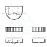 Carysil 465x360x119mm White Arch Above Counter Concrete Basin Fluted for Bathroom