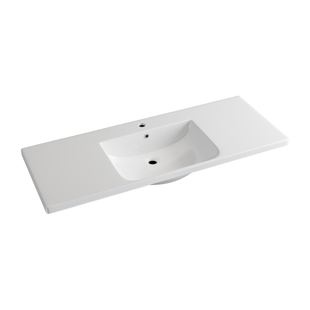 1205X460X165Mm D Shape Ceramic Top For Bathroom Vanity Sleek High Gloss Single Bowl 1 Tap Hole