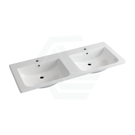 1205X460X165Mm D Shape Ceramic Top For Bathroom Vanity Sleek High Gloss Double Bowls 2 Tap Holes